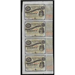 Uncut Sheet of (4) State of Louisiana Baby Bond Obsolete Notes