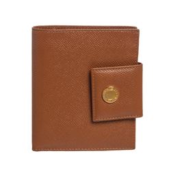 Bvlgari Brown Leather Compact Bifold Wallet