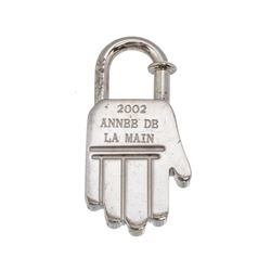 Hermes Palladium Plated Anne de la Main Cadena Lock Purse Charm