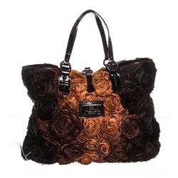 Valentino Black Brown Satin Leather Rosier Tote Bag