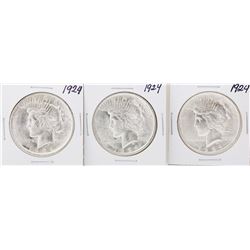 Lot of (3) 1924 $1 Peace Silver Dollar Coins