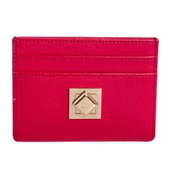 Christian Dior Pink Textured Leather Card Holder Wallet