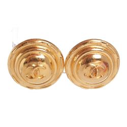 Chanel Gold CC Round Dome Vintage Clip On Earrings