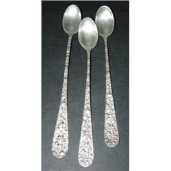 SET OF 3 STIEFF STERLING ICED TEA SPOONS