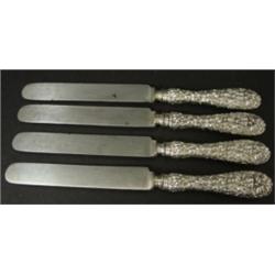 SET OF 4 STIEFF STERLING SILVER DINNER KNIVES