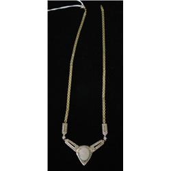 YELLOW GOLD OPAL & DIAMOND NECKLACE