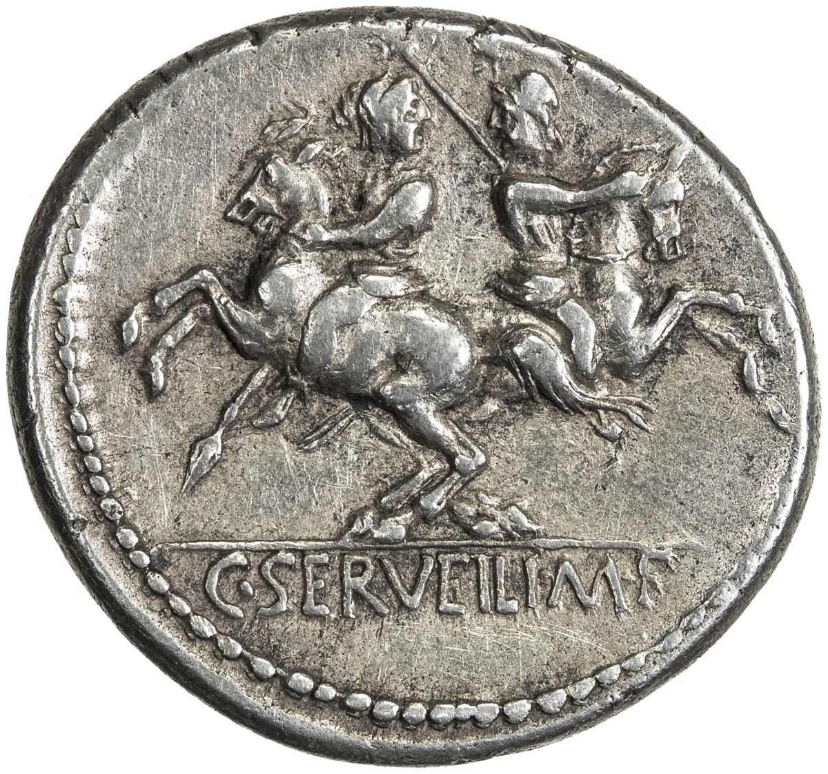 Servilius Inscriptions ROMAN REPUBLIC: C. Servilius M.f., 136 BC, AR denarius (3.87g), Rome ...