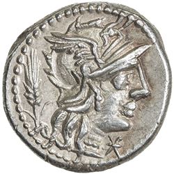 ROMAN REPUBLIC: Cn. Domitius, 128 BC, AR denarius (3.89g), Rome. EF