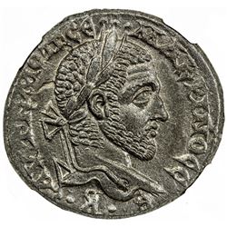 ROMAN EMPIRE: Macrinus, 217-218 AD, BI tetradrachm (13.60g), Emesa. NGC AU