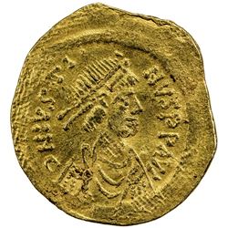 BYZANTINE EMPIRE: Justin II, 565-578, AV semissis (2.21g), Constantinople. F-VF