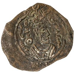 ARAB-SASANIAN: Farrukhzad, ca. 695-699, AE pashiz (0.56g), Kavad-Khurra, ND. VF