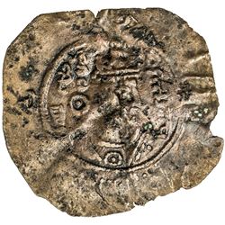 ARAB-SASANIAN: Farrukhzad, ca. 695-699, AE pashiz (0.64g), Kavad-Khurra, ND. F-VF