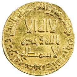 UMAYYAD: Hisham, 724-743, AV dinar (4.24g), NM (Dimashq), AH118. AU
