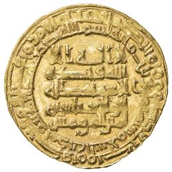 ABBASID: al-Muqtadir, 908-932, AV dinar (4.30g), Madinat al-Salam, AH308. EF