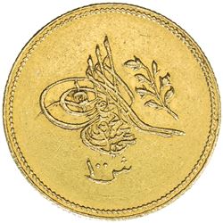 EGYPT: Abdul Mejid, 1839-1861, AV 100 qirsh (8.54g), Misr, AH1255 year 3. EF