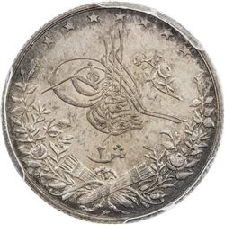 EGYPT: Abdul Hamid II, 1876-1909, AR 2 qirsh, Misr, AH1293 year 10. PCGS PF65