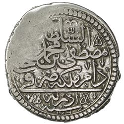 TURKEY: Mustafa II, 1695-1703, AR 1/2 kurush (9.65g), Edirne, AH1106. VF