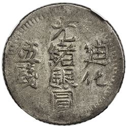 SINKIANG: Kuang Hsu, 1875-1908, AR 5 miscals, Urumchi (Dihwa), AH1325. NGC AU55