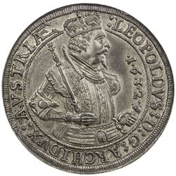 AUSTRIA: Leopold V, Archduke, 1619-1632, AR thaler, Hall mint, 1632. NGC AU58