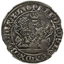 BRABANT: Karel de Stoute, 1467-1477, AR double briquet, Antwerp mint, 1475. NGC EF40