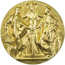BELGIUM: AE medal (148.7g), 1897. UNC