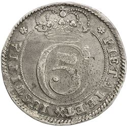 DENMARK: Christian V, 1670-1699, AR krone (4 marck), 1682. VF-EF