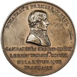 FRANCE: Napoleon I, as First Consul, 1799-1804, AE medal (97.88g), 1800. AU