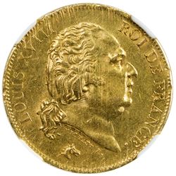 FRANCE: Louis XVIII, 1814-1824, AV 40 francs, Lille, 1818-W. NGC MS62