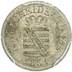 SAXONY: Frederick Augustus II, 1836-1854, AR 1/12 groschen, 1851. PCGS MS64