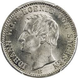 SAXONY: Johann, 1854-1873, AR 1/12 groschen, 1870. PCGS MS65