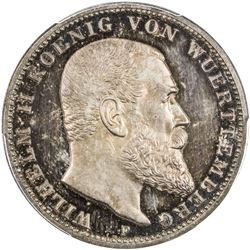 WURTTEMBERG: Wilhelm II, 1891-1918, AR 3 mark, 1913-F. PCGS PF63