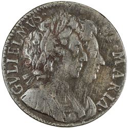 ENGLAND: William and Mary, 1689-1694, AE farthing (5.55g), 1694. F-VF