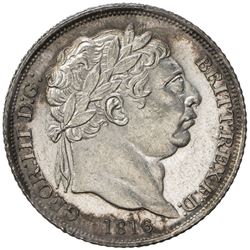 GREAT BRITAIN: George III, 1760-1820, AR 6 pence, 1816. UNC