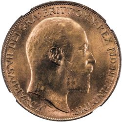 GREAT BRITAIN: Edward VII, 1901-1910, AE penny, 1910, KM-794.2, NGC graded MS65 RD