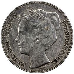 NETHERLANDS: Wilhelmina, 1890-1948, AR 2 1/2 gulden, 1898. VF