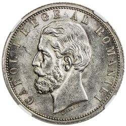 ROMANIA: Carol I, as King, 1881-1914, AR 5 lei, 1901-B, KM-17, NGC graded MS62