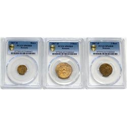 ROMANIA: 3-coin set, 1867-H