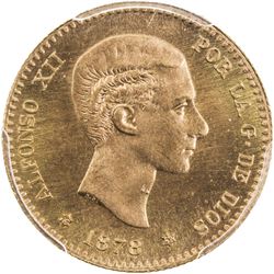 SPAIN: Alfonso XII, 1874-1885, AV 10 pesetas, 1878