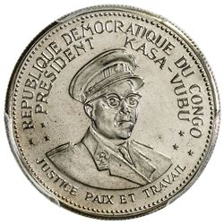 CONGO (DEMOCRATIC REPUBLIC): Joseph Kasa-Vubu, president, 1960-1965, AR 25 francs, 1965. PCGS PF65