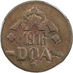 GERMAN EAST AFRICA: Wilhelm II, 1891-1918, AE 20 heller, 1916-T. PCGS MS63