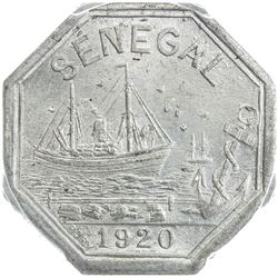 SÉNÉGAL: 10 centimes, 1920, KM-Tn3, Lec-5a, Chambre de Commerce de Dakar, PCGS graded MS64