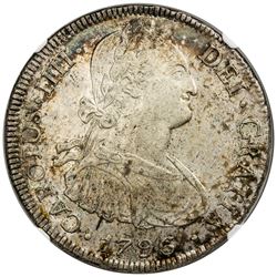 BOLIVIA: Carlos IIII, 1788-1808, AR 8 reales, 1796-PTS. NGC AU58