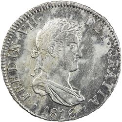 BOLIVIA: Ferdinand VII, 1808-1825, AR 2 reales, 1816