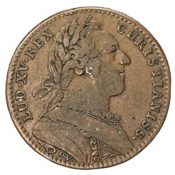 CANADA: Louis XV, 1715-1774, AE jeton (7.00g), 1751. F
