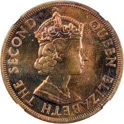 EAST CARIBBEAN STATES: Elizabeth II, 1952-1965, AE 2 cents, 1962. NGC PF65