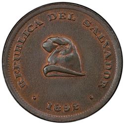 EL SALVADOR: Republic, AE centavo, 1892. PCGS MS64