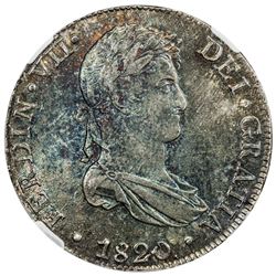 PERU: Fernando VII, 1808-1822, AR 8 reales, Lima, 1820. NGC MS62