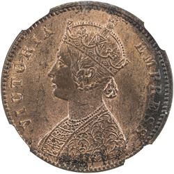 BRITISH INDIA: Victoria, Empress, 1876-1901, AE 1/4 anna, 1885(c). NGC MS63