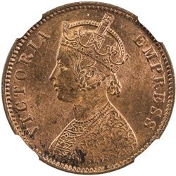 BRITISH INDIA: Victoria, Empress, 1876-1901, AE 1/4 anna, 1892(c). NGC MS64