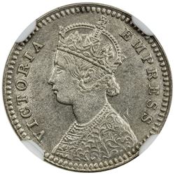 BRITISH INDIA: Victoria, Empress, 1876-1901, AR 2 annas, 1880-C. NGC AU58